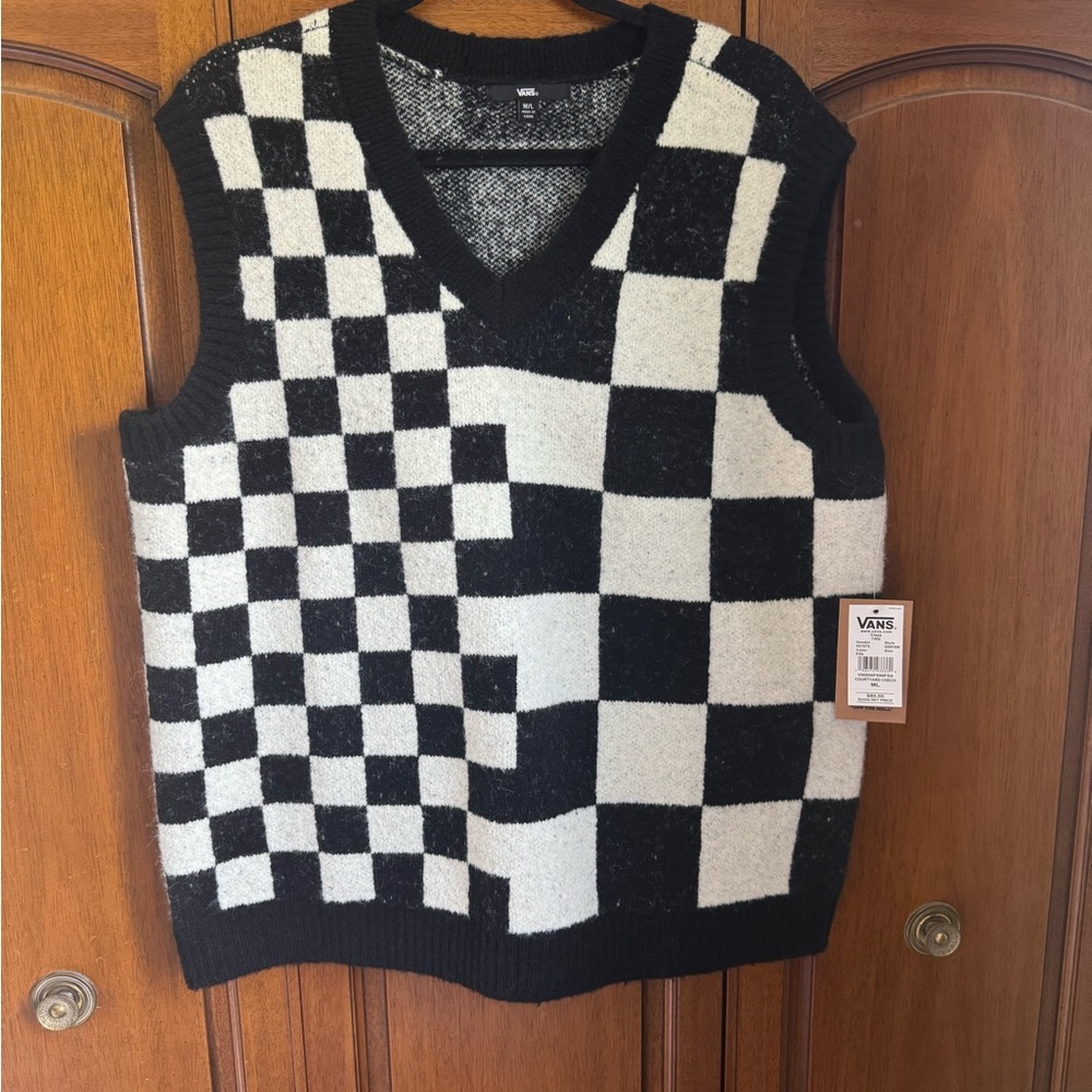 Vans Black and White Knit Sweater Vest